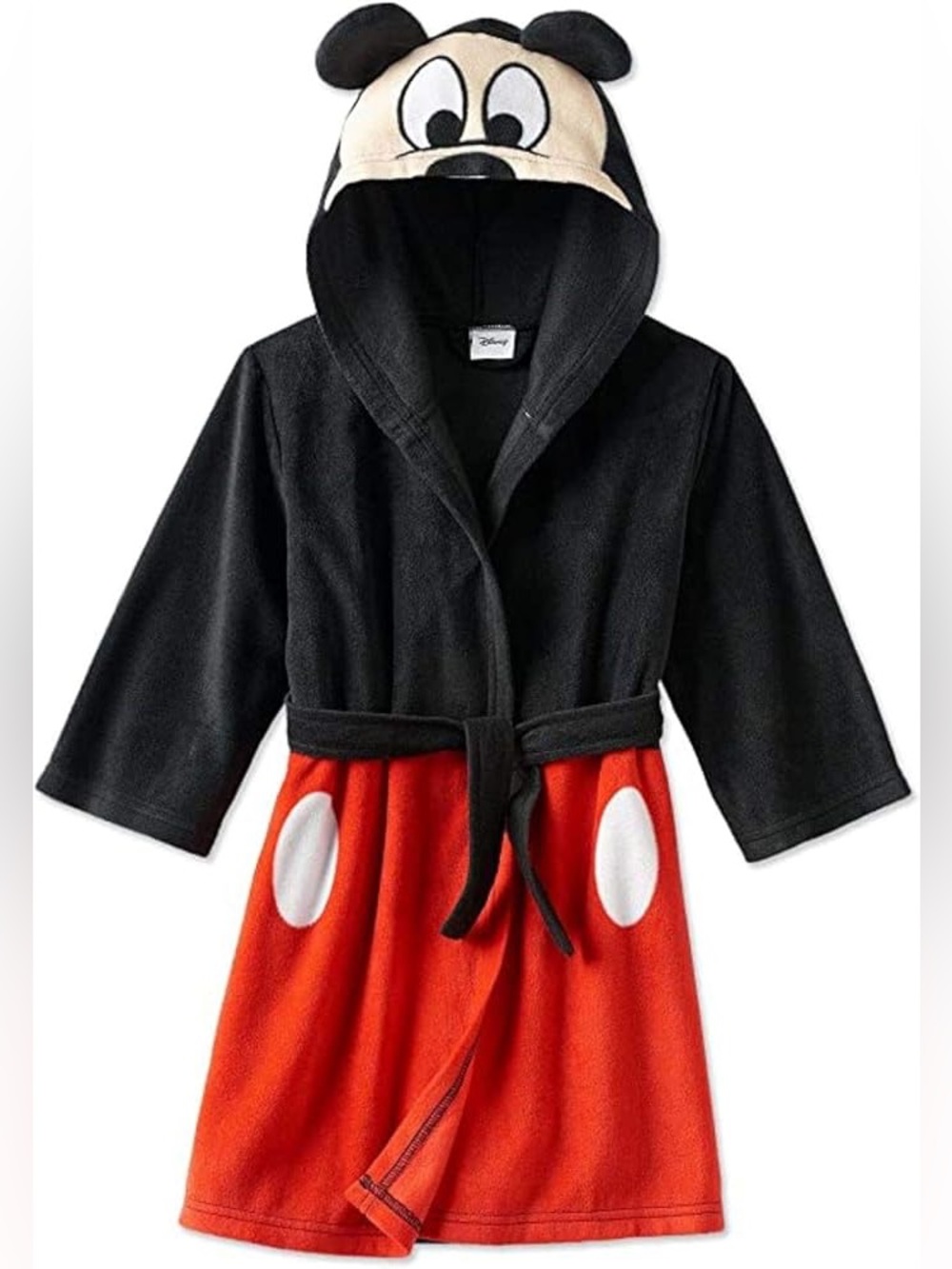 Disney Mickey Plush Hooded Robe - Black with Red Logo